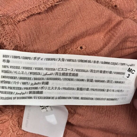 Hollister Womens Size Medium Blouse Embroidered Peplum Long Sleeve Rust New - Picture 5 of 12